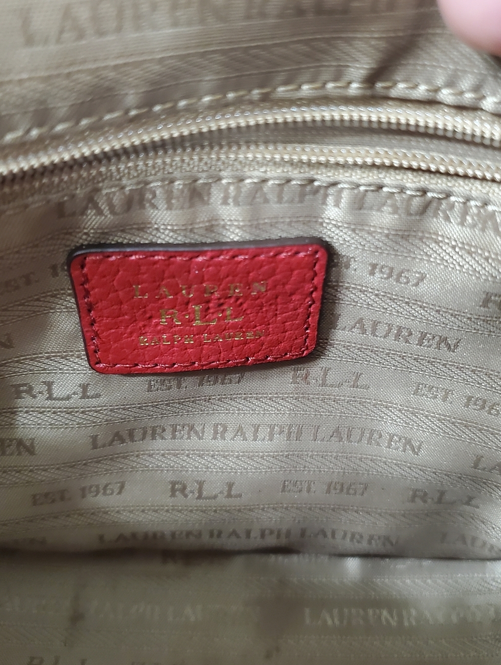 Ralph Lauren Red Pebbled Leather Small Crossbody with Gold Hardware - Picture 8 of 11